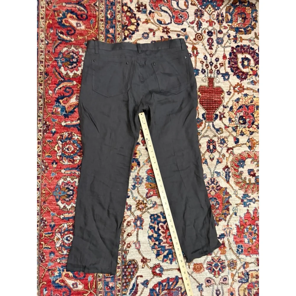 John Varvatos Brown Linen Blend Flat Front Pants Mens 34R Made in Portugal